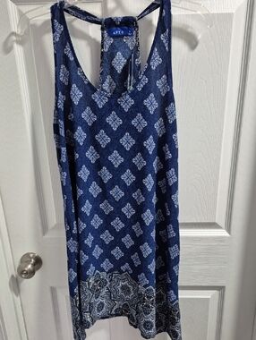 Apt. 9 Blue and White Printed Tank Dress/Cover-up
